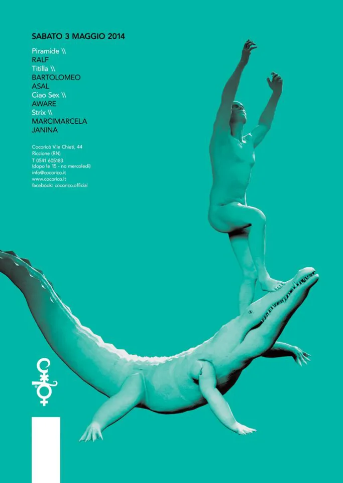 Front view of the flyer for the event by Cocoricò that took place on 2014-05-03