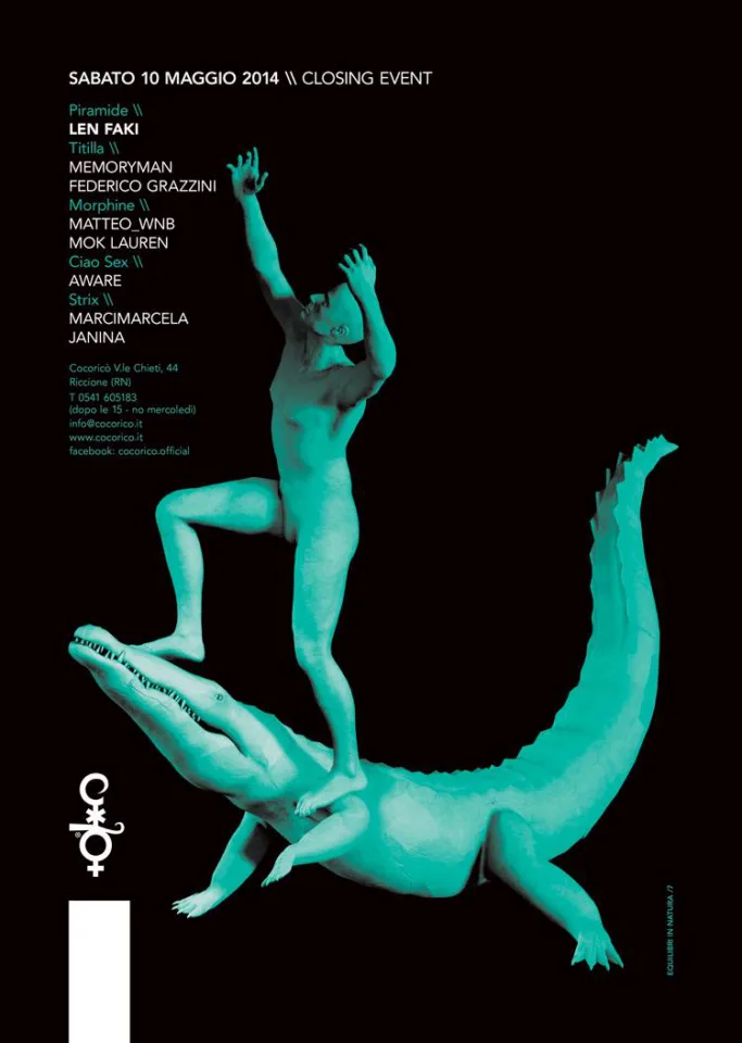 Front view of the flyer for the event by Cocoricò that took place on 2014-05-10