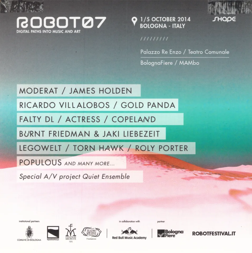Back view of the flyer for the event by ROBOT Festival that took place on 2014-10-01