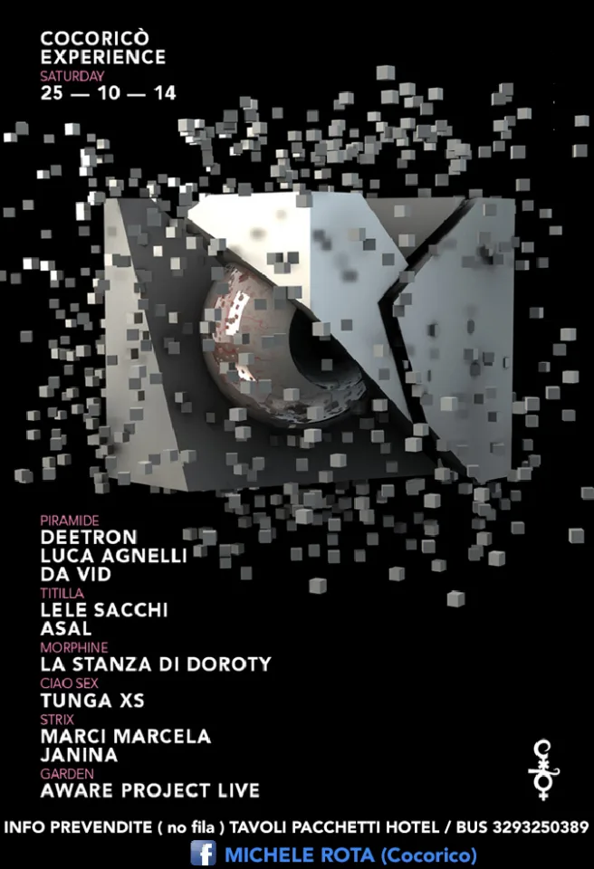 Front view of the flyer for the event by Cocoricò that took place on 2014-10-25