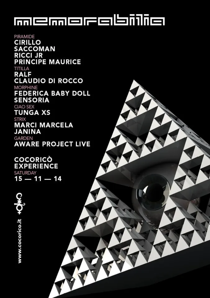 Front view of the flyer for the event by Cocoricò that took place on 2014-11-15
