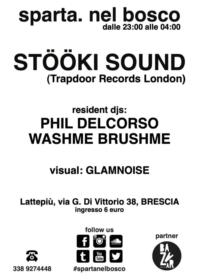 Back view of the flyer for the event by sparta. nel bosco and Lattepiù that took place on 2015-02-21