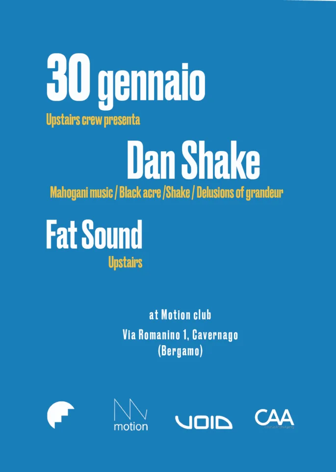 Back view of the flyer for the event by Upstairs and Motion Club that took place on 2016-01-30