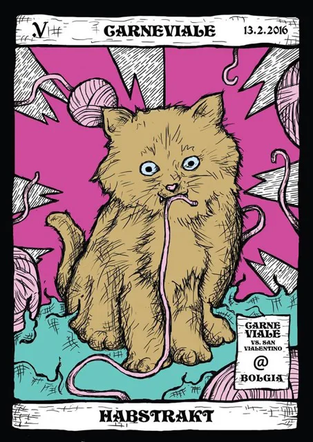 Front view of the flyer for the event by VialeRossiProject and Bolgia that took place on 2016-02-13