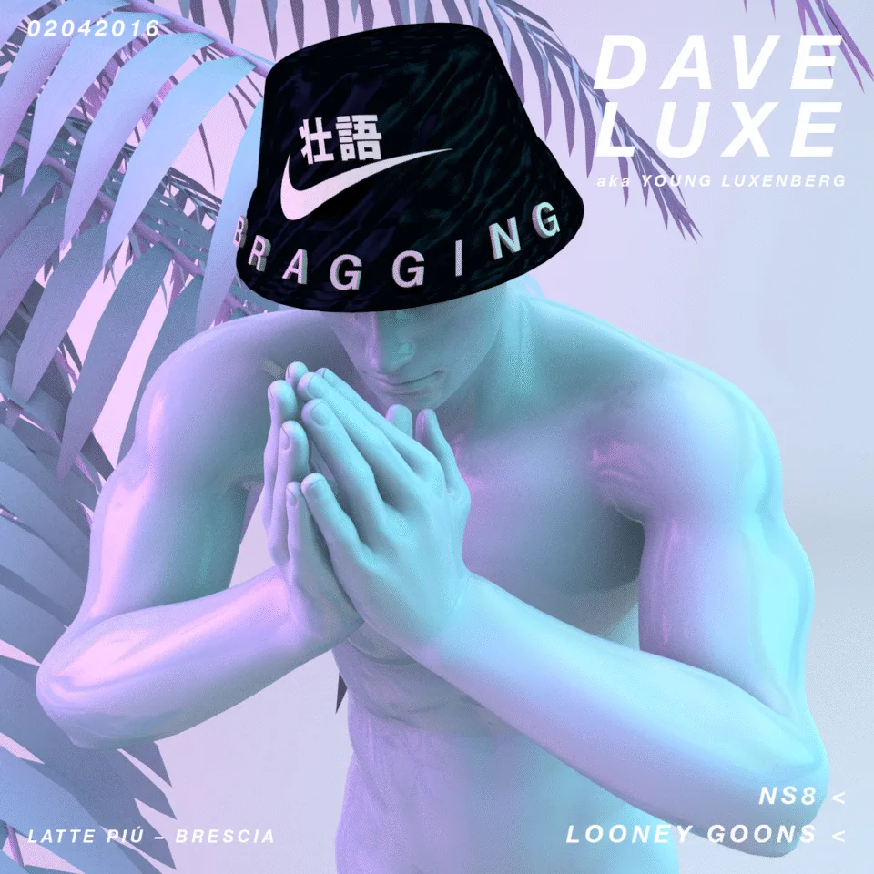 Front view of the flyer for the event by Bragging and Lattepiù that took place on 2016-04-02