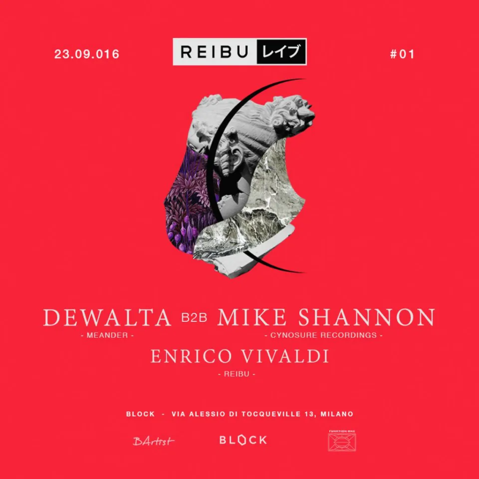 Front view of the flyer for the event by REIBU レイブ and Block that took place on 2016-09-23