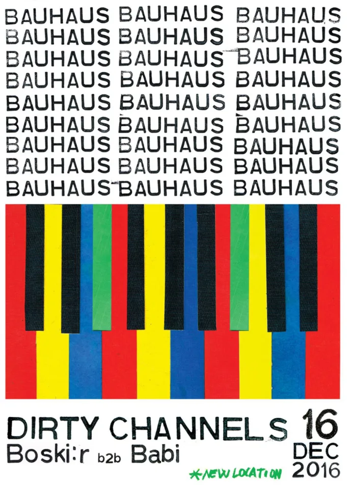 Front view of the flyer for the event by Bauhaus Party that took place on 2016-12-16