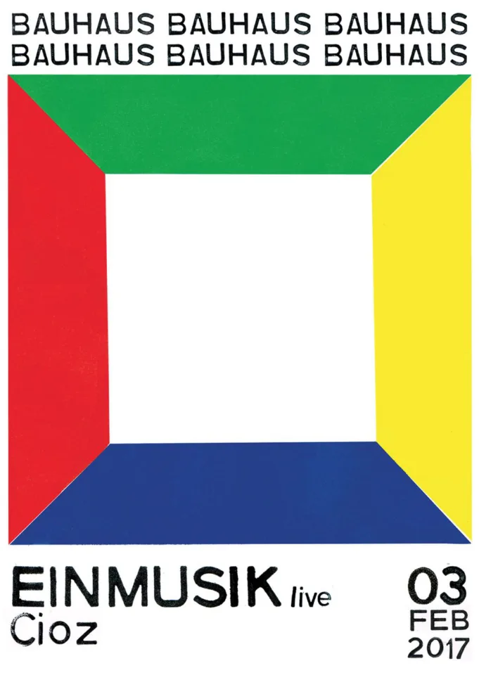 Front view of the flyer for the event by Bauhaus Party that took place on 2017-02-03