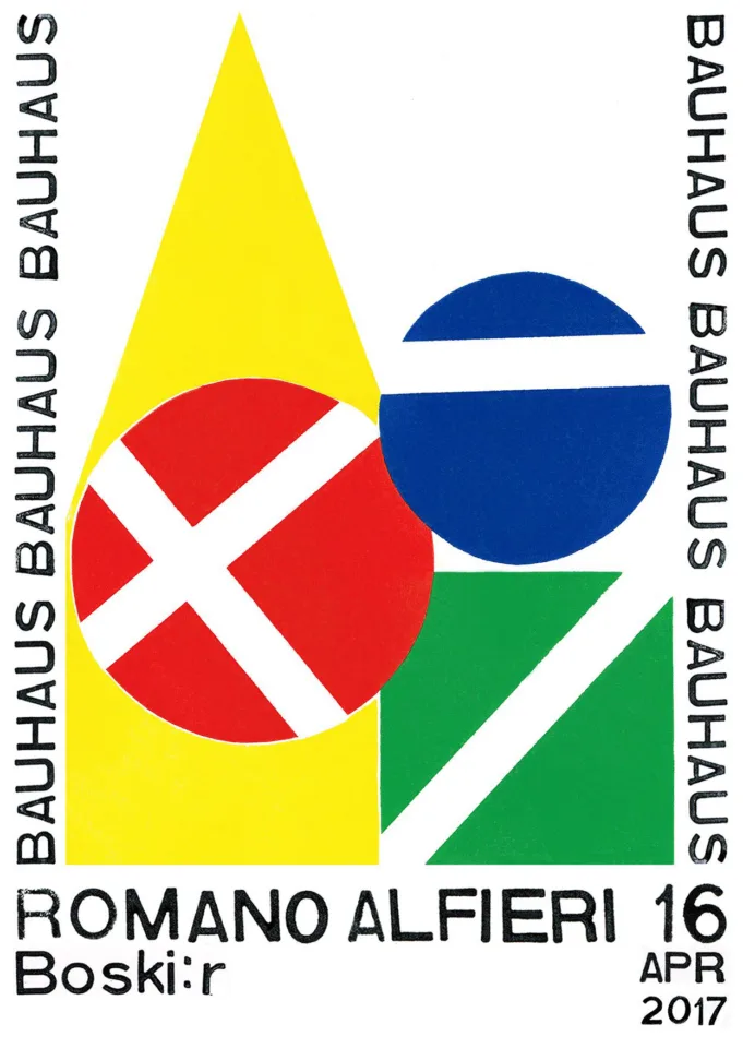 Front view of the flyer for the event by Bauhaus Party that took place on 2017-04-16