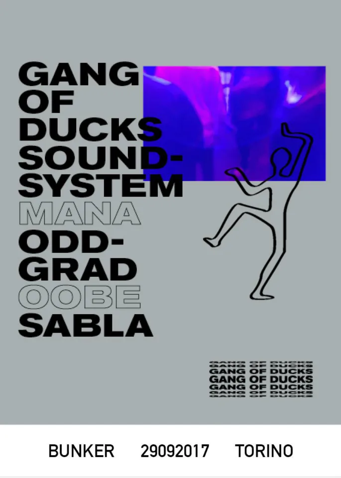 Front view of the flyer for the event by Gang Of Ducks and Bunker that took place on 2017-09-29
