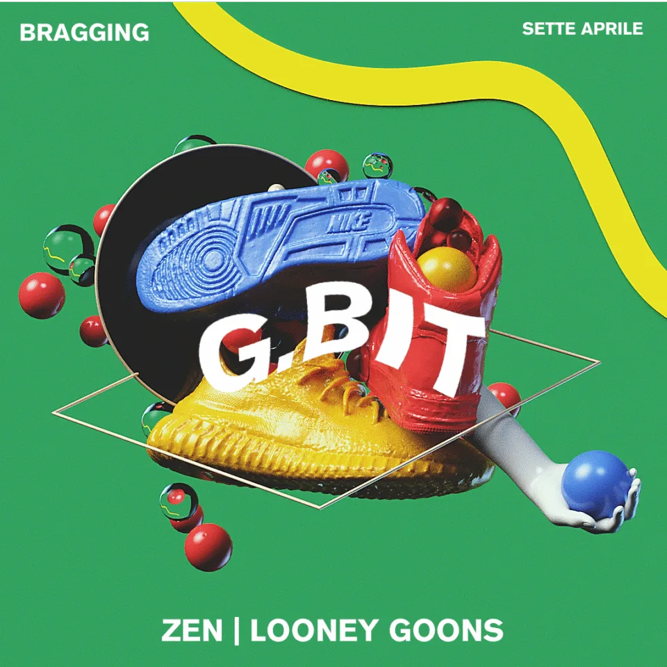 Front view of the flyer for the event by Bragging and Lattepiù that took place on 2018-04-07