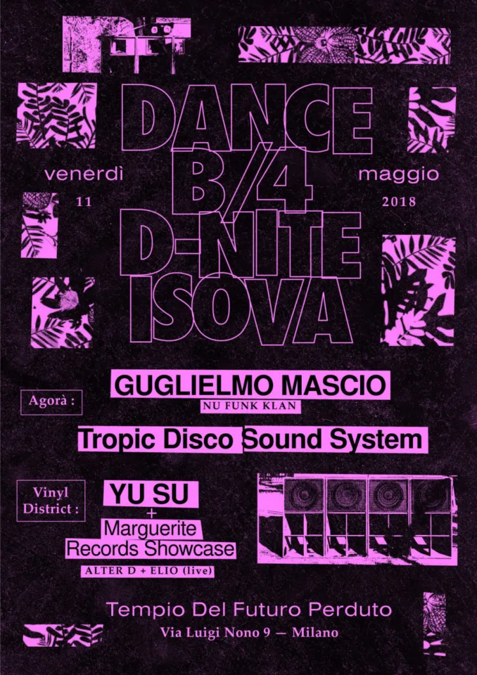 Front view of the flyer for the event by Tempio del Futuro Perduto that took place on 2018-05-11