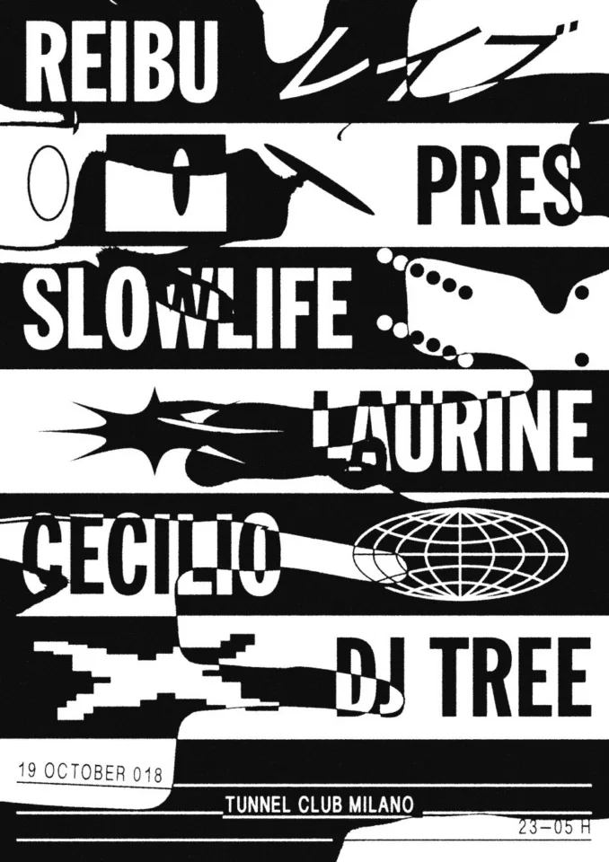 Front view of the flyer for the event by REIBU レイブ and Tunnel Club that took place on 2018-10-19