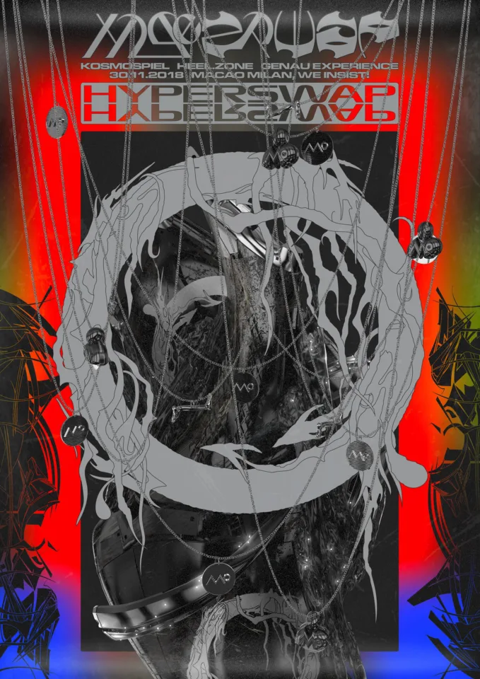 Front view of the flyer for the event by Macao and KOSMOSPIEL that took place on 2018-11-30