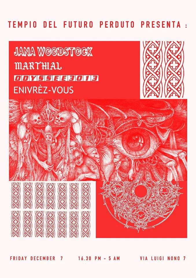 Front view of the flyer for the event by Tempio del Futuro Perduto that took place on 2018-12-07