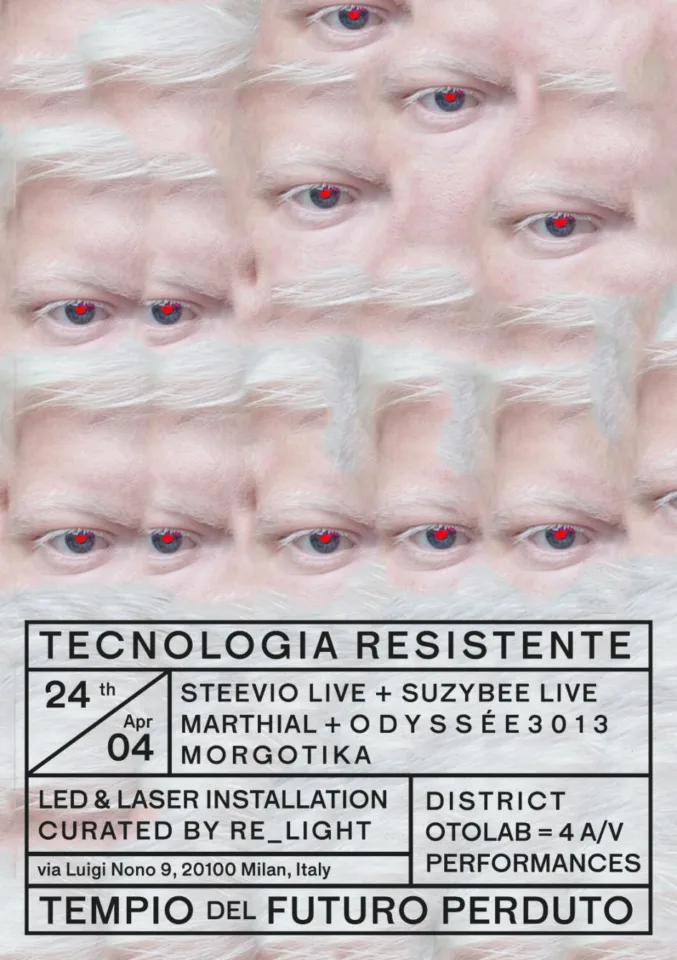 Front view of the flyer for the event by Tempio del Futuro Perduto that took place on 2019-04-24