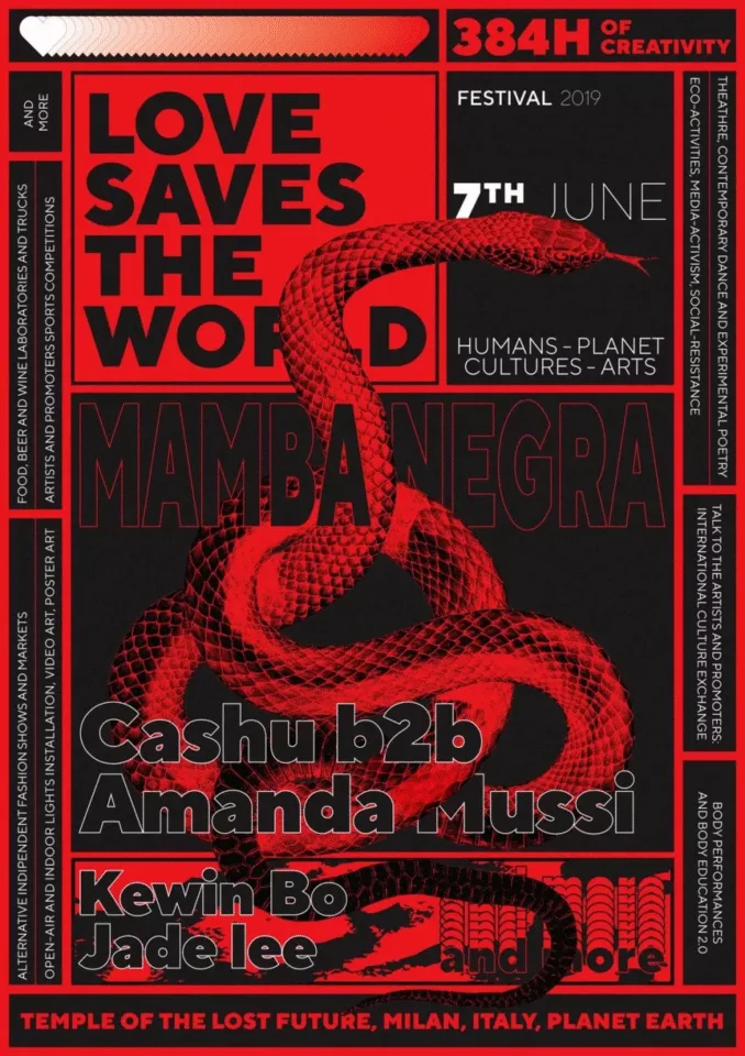 Front view of the flyer for the event by Tempio del Futuro Perduto that took place on 2019-06-07