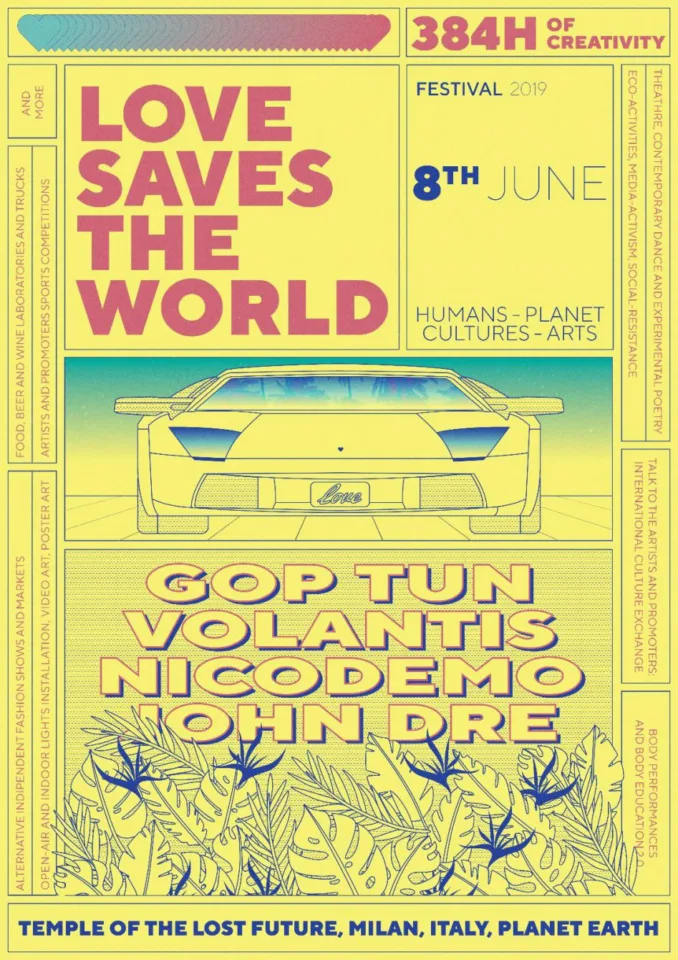 Front view of the flyer for the event by Tempio del Futuro Perduto that took place on 2019-06-08