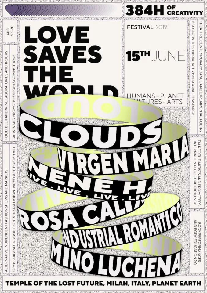 Front view of the flyer for the event by Tempio del Futuro Perduto that took place on 2019-06-15