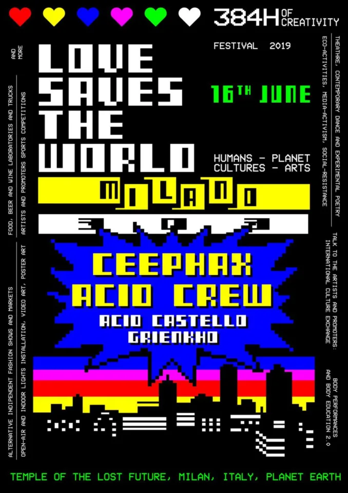 Front view of the flyer for the event by Tempio del Futuro Perduto that took place on 2019-06-16