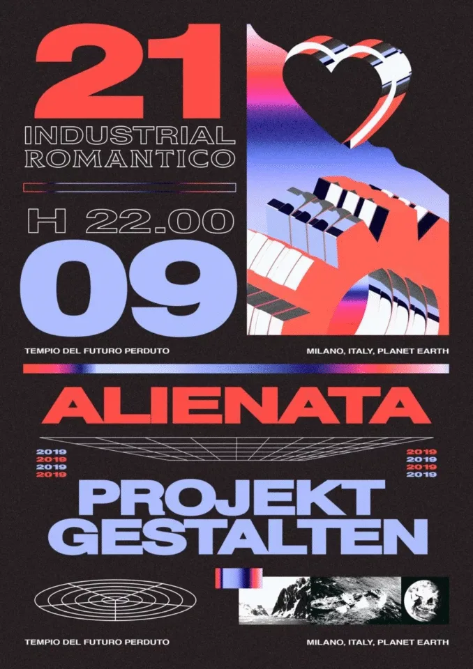 Front view of the flyer for the event by Tempio del Futuro Perduto that took place on 2019-09-21