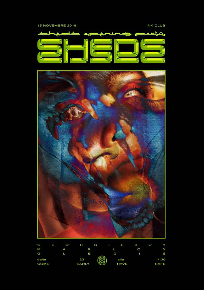 Front view of the flyer for the event by Sheds and INK Club that took place on 2019-11-15