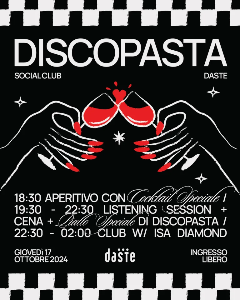 Front view of the flyer for the event by Discopasta and Daste that took place on 2024-10-17