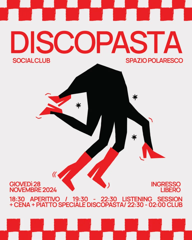 Front view of the flyer for the event by Discopasta and Polaresco that took place on 2024-11-28
