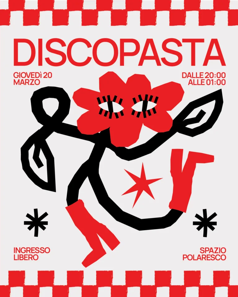 Front view of the flyer for the event by Discopasta and Polaresco that took place on 2025-03-20