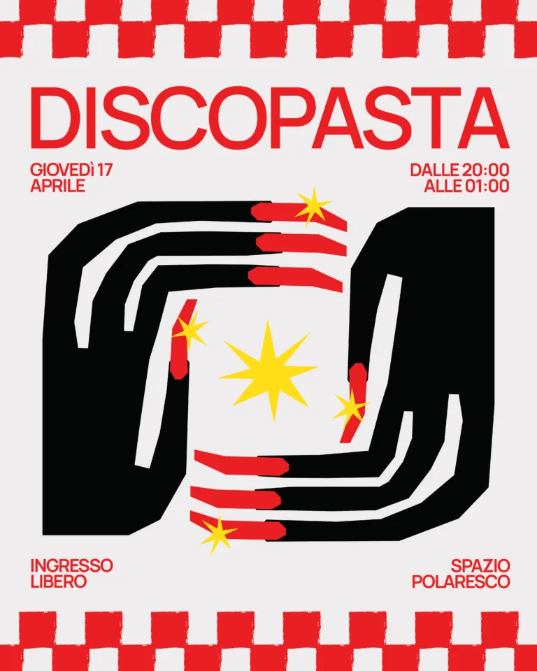 Front view of the flyer for the event by Discopasta and Polaresco that took place on 2025-04-17