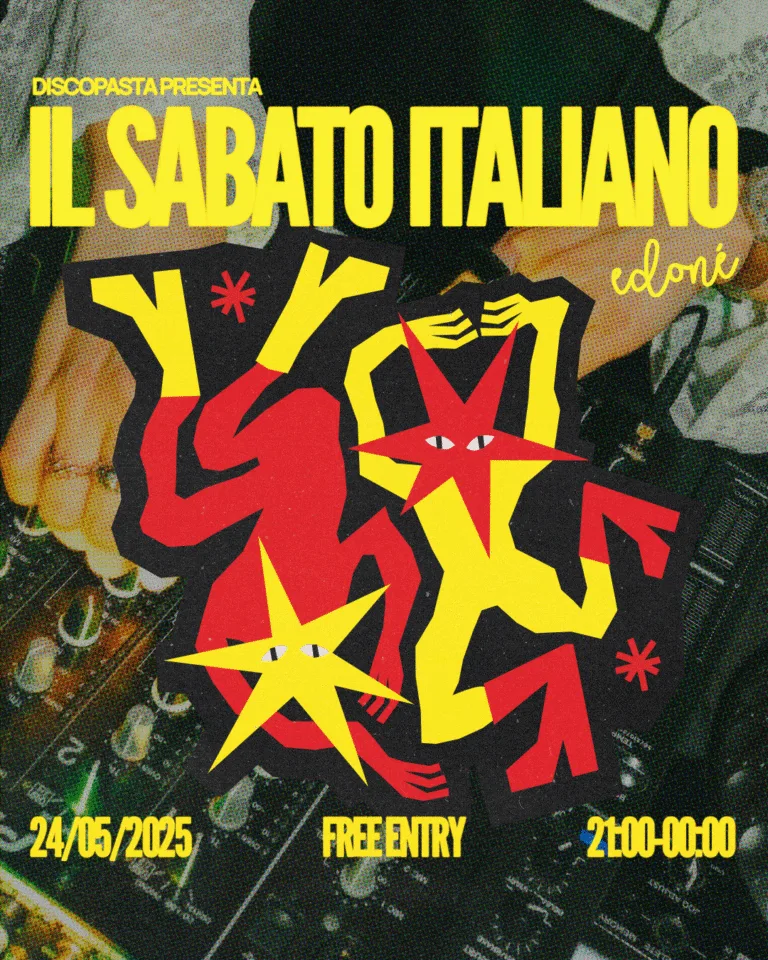 Front view of the flyer for the event by Discopasta and Edoné that took place on 2025-05-24