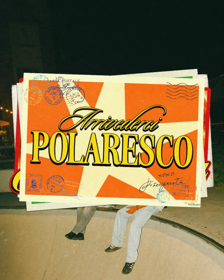 Side number 1 of the flyer for the event by Discopasta and Polaresco that took place on 2025-06-26