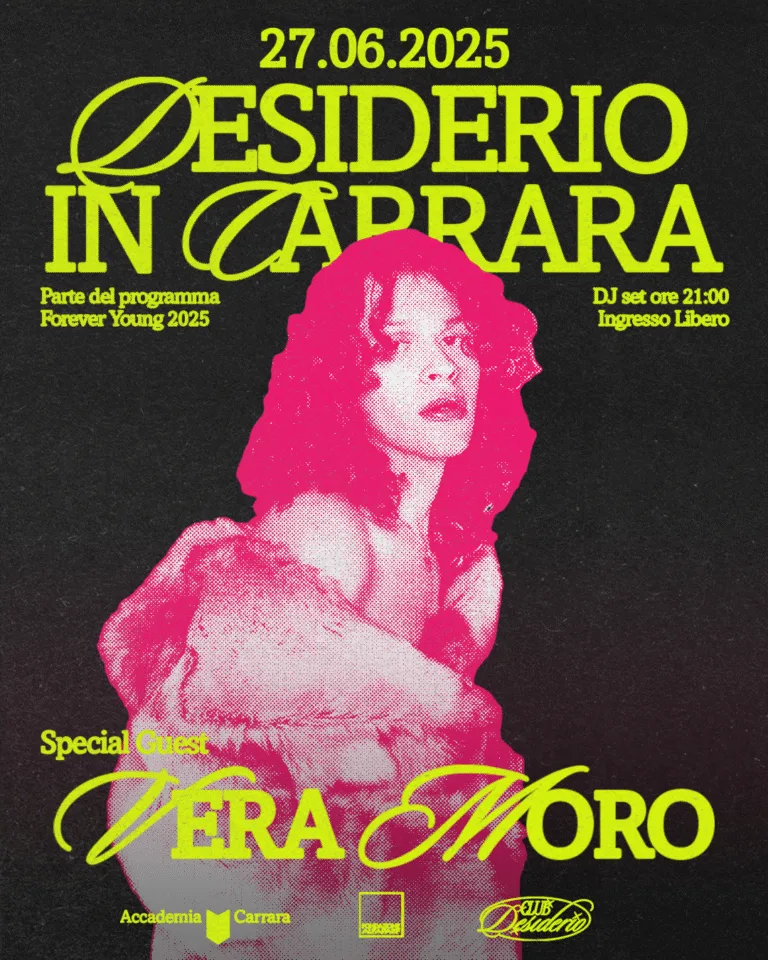 Side number 1 of the flyer for the event by Club Desiderio and Accademia Carrara that took place on 2025-06-27
